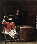 Lessons Paintings - The Music Lesson by Gerard ter Borch